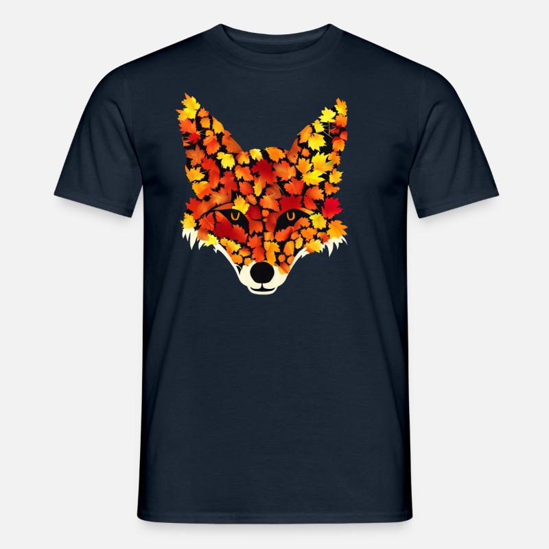 Fuchs aus Herbstblättern - Männer T-Shirt - Navy