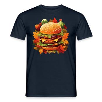Autumnal indulgence: burgers in colorful foliage - Men's T-Shirt - navy - Front - AI Model Male 178 light (178cm)