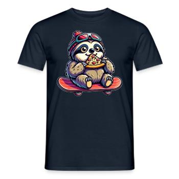 Skateboarder paresseux : Balade en pizza - T-shirt homme - marine - Devant - AI Model Male 178 light (178cm)