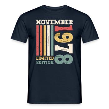 Original November 1978 44th Birthday Gift - Men's T-Shirt - navy - Front - AI Model Male 178 light (178cm)