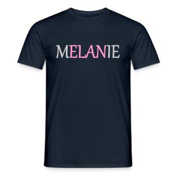 Melanie - Elan - Namenstag Vers.1 - Männer T-Shirt - Navy - Vorne - AI Model Male 178 light (178cm)