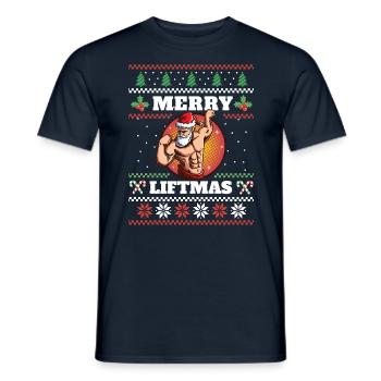 Lifting Christmas Motif - Men's T-Shirt - navy - Front - AI Model Male 178 light (178cm)