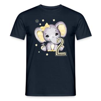 Kids 2nd Birthday Elephant Girl - Men's T-Shirt - navy - Front - AI Model Male 178 light (178cm)