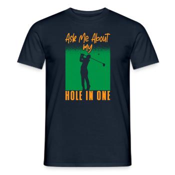 Golf: Posez-moi des questions sur mon trou en un - T-shirt homme - marine - Devant - AI Model Male 178 light (178cm)
