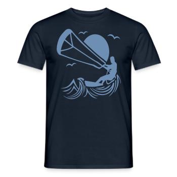 Kitesurfer Silhouette, Kiten Abenteuer Design - Männer T-Shirt - Navy - Vorne - AI Model Male 178 light (178cm)