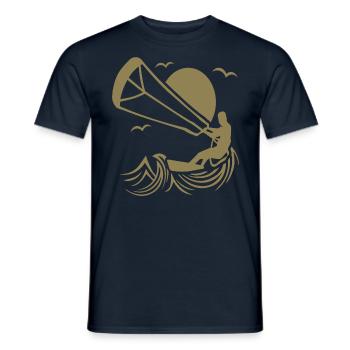 Kitesurfer Silhouette, Kiten Abenteuer Design - Männer T-Shirt - Navy - Vorne - AI Model Male 178 light (178cm)