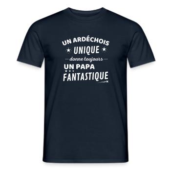 Un ardéchois unique donne un papa fanstastique - T-shirt homme - marine - Devant - AI Model Male 178 light (178cm)