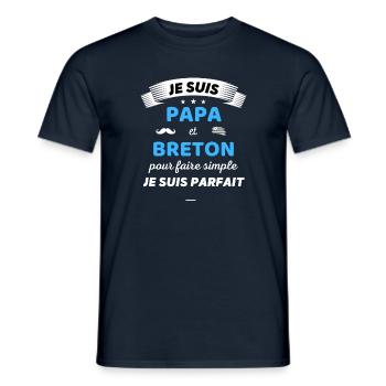 Je suis papa et breton je suis parfait - T-shirt homme - marine - Devant - AI Model Male 178 light (178cm)