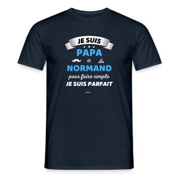 Je suis papa et normand je suis parfait - T-shirt homme - marine - Devant - AI Model Male 178 light (178cm)