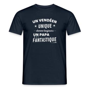 Un vendéen unique donne un papa fanstastique - T-shirt homme - marine - Devant - AI Model Male 178 light (178cm)