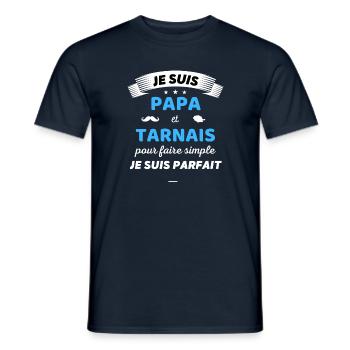 Je suis papa et tarnais je suis parfait - T-shirt homme - marine - Devant - AI Model Male 178 light (178cm)
