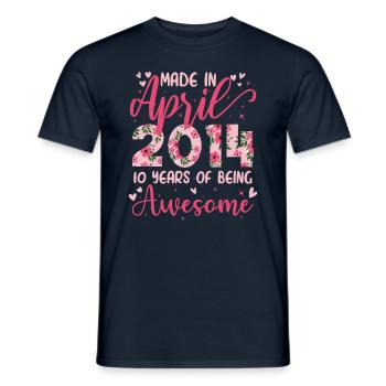 April 2014 Geschenk zum 10-jährigen Jubiläum für Mädchen - Männer T-Shirt - Navy - Vorne - AI Model Male 178 light (178cm)