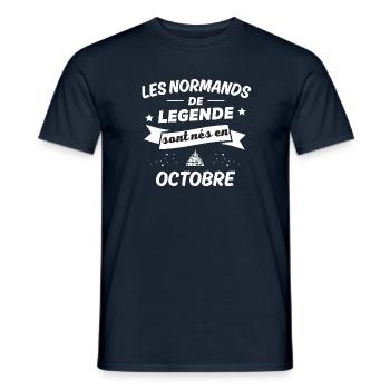 les normands de legende nés en octobre - T-shirt homme - marine - Devant - AI Model Male 178 light (178cm)