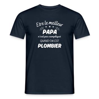 ëtre le meilleur papa pas compliqué si plombier - T-shirt homme - marine - Devant - AI Model Male 178 light (178cm)