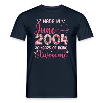 Juin 2004 Cadeau Anniversaire 20 Ans Pour Femme - T-shirt homme - marine - Devant - AI Model Male 178 light (178cm)