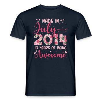 Juli 2014 10-jähriges Jubiläumsgeschenk für Mädchen - Männer T-Shirt - Navy - Vorne - AI Model Male 178 light (178cm)