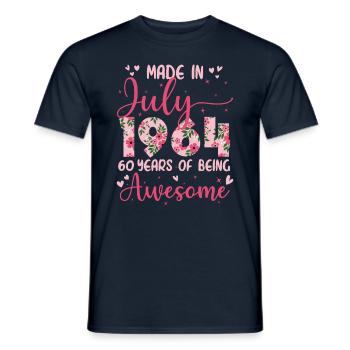 Juillet 1964 Cadeau Anniversaire 60 Ans Pour Femme - T-shirt homme - marine - Devant - AI Model Male 178 light (178cm)