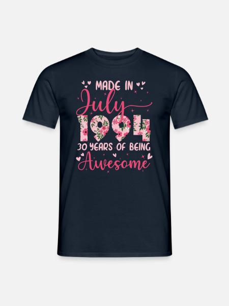Juli 1994 Geschenk zum 30-jährigen Jubiläum für Frauen - Männer T-Shirt - Navy