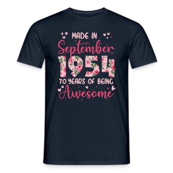 September 1954 Women's 70th Anniversary - Men's T-Shirt - navy - Front - AI Model Male 178 light (178cm)