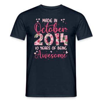 Oktober 2014 10-jähriges Jubiläum für Mädchen - Männer T-Shirt - Navy - Vorne - AI Model Male 178 light (178cm)
