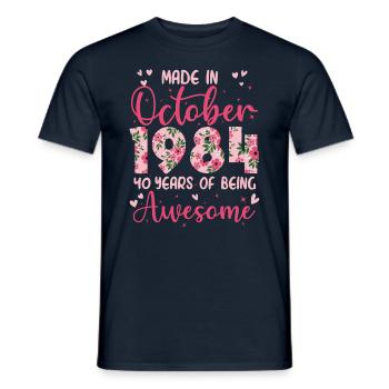 October 1984 Women's 40th Anniversary - Men's T-Shirt - navy - Front - AI Model Male 178 light (178cm)