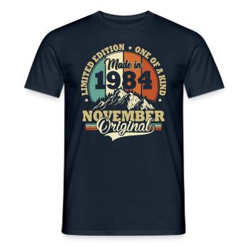 Anniversary November 1984 Birthday Gift - Men's T-Shirt - navy - Front - AI Model Male 178 light (178cm)