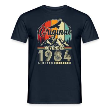 Original Novembre 1984 Vintage Anniversaire - T-shirt homme - marine - Devant - AI Model Male 178 light (178cm)