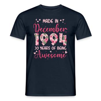 Dezember 1994 30-jähriges Jubiläum der Frauen - Männer T-Shirt - Navy - Vorne - AI Model Male 178 light (178cm)