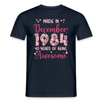 December 1984 Women's 40th Anniversary - Men's T-Shirt - navy - Front - AI Model Male 178 light (178cm)