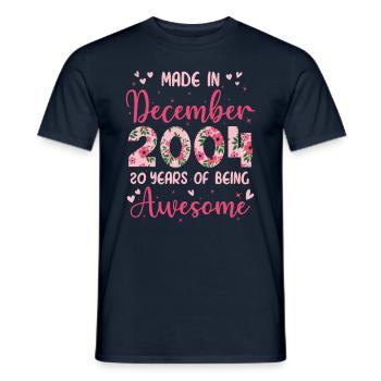 Décembre 2004 Anniversaire 20 Ans Pour filles - T-shirt homme - marine - Devant - AI Model Male 178 light (178cm)