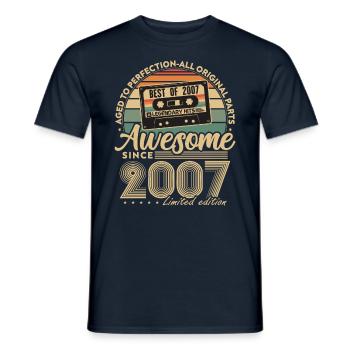 Jahrgang 2007 Geburtstagsgeschenk Geboren 2007 - Männer T-Shirt - Navy - Vorne - AI Model Male 178 light (178cm)