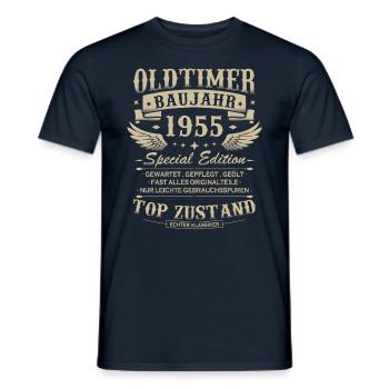 Oldtimer Baujahr 1955 Jahrgang Geburtstag Geschenk - Männer T-Shirt - Navy - Vorne - AI Model Male 178 light (178cm)