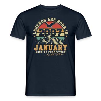 Janvier 2007 Vintage Anniversaire 2007 Cadeau - T-shirt homme - marine - Devant - AI Model Male 178 light (178cm)