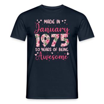 January 1975 Women's 50th Anniversary - Men's T-Shirt - navy - Front - AI Model Male 178 light (178cm)