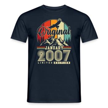 Original Janvier 2007 Vintage Anniversaire - T-shirt homme - marine - Devant - AI Model Male 178 light (178cm)