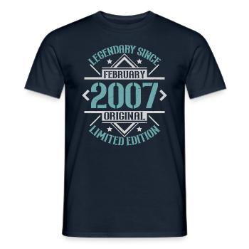 Vintage February 2007 Retro Birthday Gift - Men's T-Shirt - navy - Front - AI Model Male 178 light (178cm)