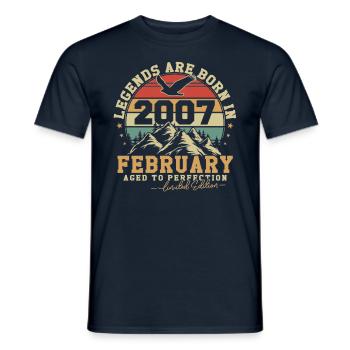 Février 2007 Vintage Anniversaire 2007 Cadeau - T-shirt homme - marine - Devant - AI Model Male 178 light (178cm)