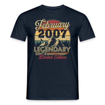 Vintage Retro February 2007 Birthday Gift - Men's T-Shirt - navy - Front - AI Model Male 178 light (178cm)