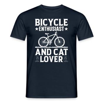 Cycliste, VTT, passionné de vélo et chat - T-shirt homme - marine - Devant - AI Model Male 178 light (178cm)