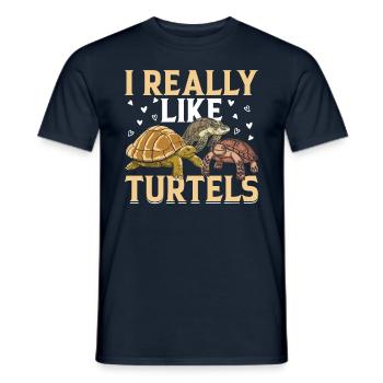I Really Like Turtles - Cute Turtle Sea Turtle Lov - Men's T-Shirt - navy - Front - AI Model Male 178 light (178cm)