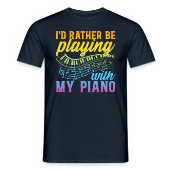 pianiste pianiste - Je préfère jouer avec - T-shirt homme - marine - Devant - AI Model Male 178 light (178cm)