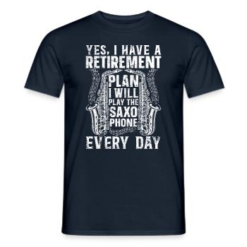 J’ai un plan de retraite Je vais jouer du saxophone - T-shirt homme - marine - Devant - AI Model Male 178 light (178cm)