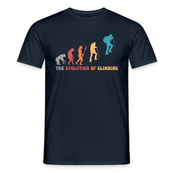 climb evolution of climbing Mountaineering humour - Men's T-Shirt - navy - Front - AI Model Male 178 light (178cm)