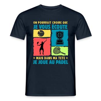 passion padel raquette padel humour padeliste - T-shirt homme - marine - Devant - AI Model Male 178 light (178cm)