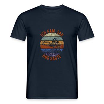 Ich kam, sah und sägte Holzfäller lustiger Spruch - Männer T-Shirt - Navy - Vorne - AI Model Male 178 light (178cm)