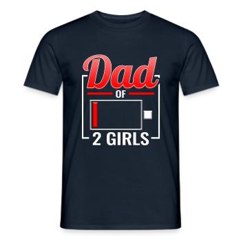 Fête des pères - papa deux filles - Cadeaux Jumeaux - T-shirt homme - marine - Devant - AI Model Male 178 light (178cm)
