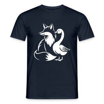 Renard et oie dans l’amitié, l’amour et la paix - T-shirt homme - marine - Devant - AI Model Male 178 light (178cm)