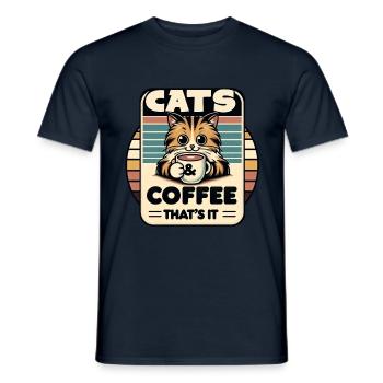 Le chat et le café sont tout ce dont j’ai besoin - T-shirt homme - marine - Devant - AI Model Male 178 light (178cm)