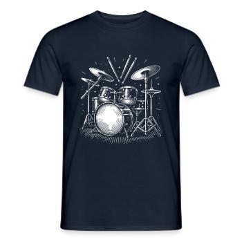 Schlagzeug Schlagzeuger Destroy Silence Rockband. - Männer T-Shirt - Navy - Vorne - AI Model Male 178 light (178cm)