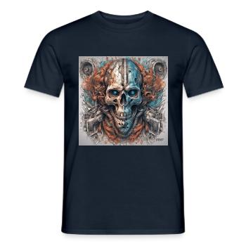Crâne biomécanique - T-shirt homme - marine - Devant - AI Model Male 178 light (178cm)